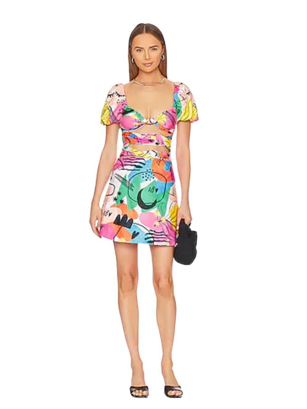 AGUA BENDITA X Revolve Amber Dress In Pink Abstract Size XS NWT